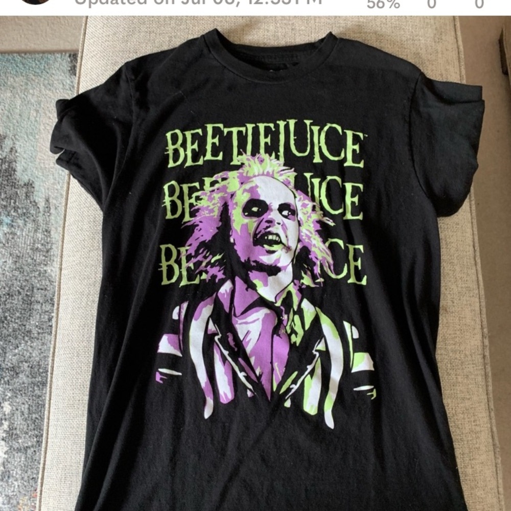 Lot of 2 Beetlejuice/Frankenstein Graphic T-Shirt size Medium in good condition.